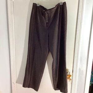 NIPON BOUTIQUE WOMAN SIZE 16 BROWN PANTS CLASSIC STRAIGHT DUPONT POLY SILK
